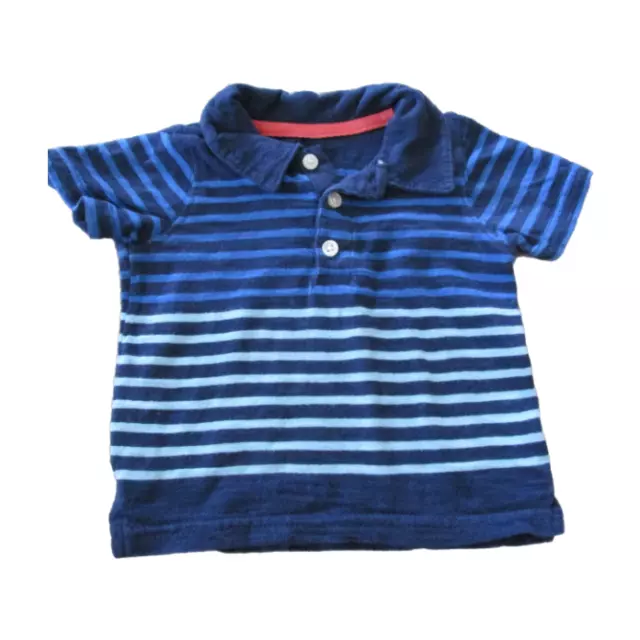 Carters Pullover Polo Shirt Boys Size 6M Blue Striped Short Sleeve Collared Top