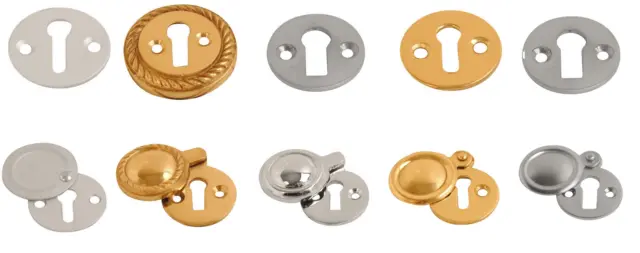 Key Hole Cover Escutcheon Open or Covered in Brass Chrome Satin Aluminum Keyhole