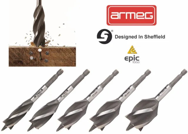 ARMEG NAIL PROOF Stubby Wood Auger Drills,Available In 16mm,20mm,22mm,25mm,32mm