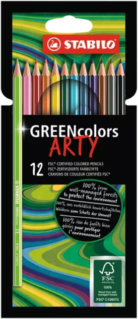 Greencolors Artyline Astuccio da 12 Pastelli Colorati Stabilo 6019/12-1-20