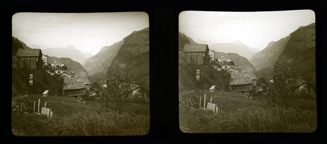Photo, stéréo view, Swiss, Grétroz, vue stéréoscopique, plaque verre 6x13 cm
