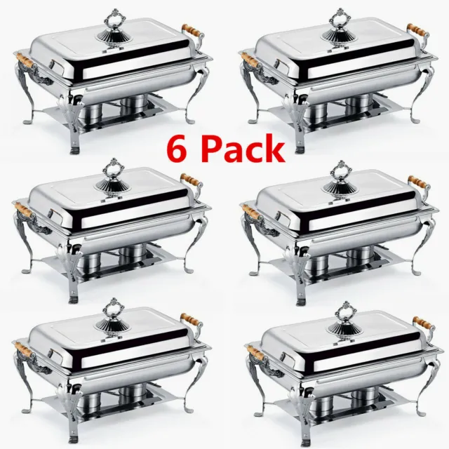 6PCS 8 Quart Stainless Steel Chafing Dish Buffet Trays Chafer Food Warmer US