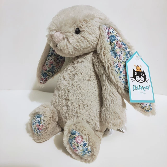 NEW JELLYCAT SMALL Beige Blossom Bunny Plush Blue Floral Soft Toy