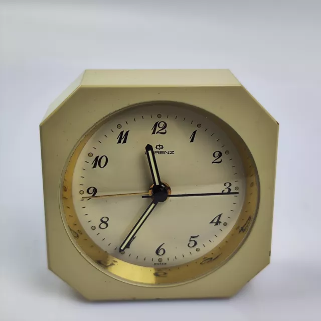 ANTICO OROLOGIO LORENZ da Scrivania Tavolo carica manuale vintage retrò Metallo