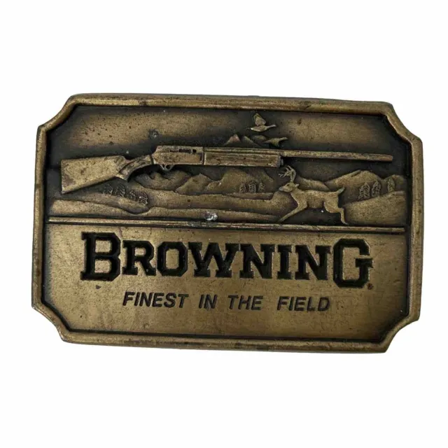 Browning Shotgun Brass Belt Buckle Rifle Hunting Finest In The Field Indiana Met