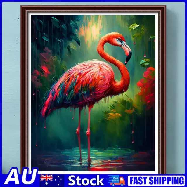 AU Paint By Numbers Kit DIY Oil Art Flamingos Picture Home Wall Decoration 40x50