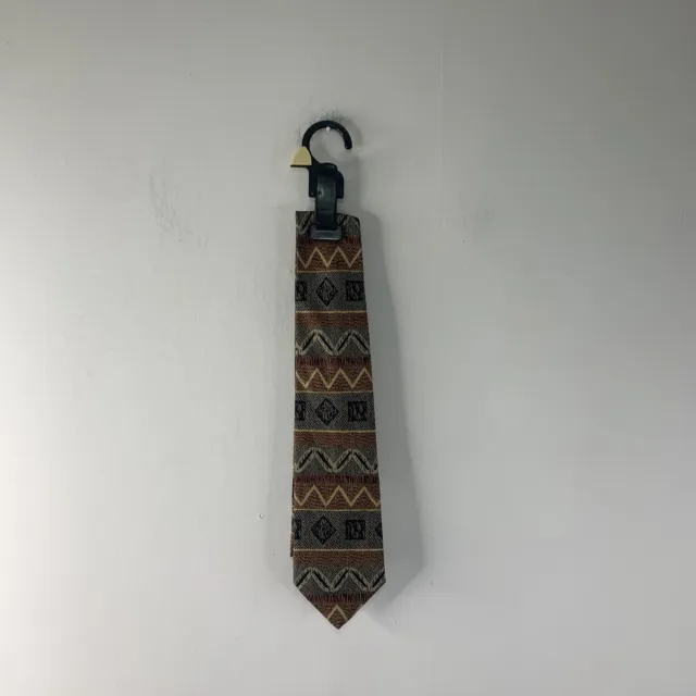Cravatta St Michael M&S nera marrone seta motivo tribale