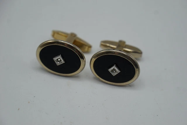 Boutons De Manchette Vintage Swank - Ton Or Et Bleu, Référence 121416, Occasion Bon état