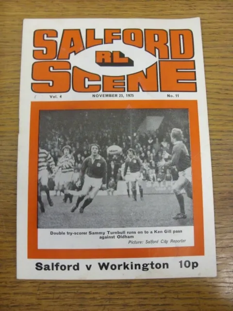23/11/1975 Rugby League Programme: Salford v Workington Town  (slight folded). F