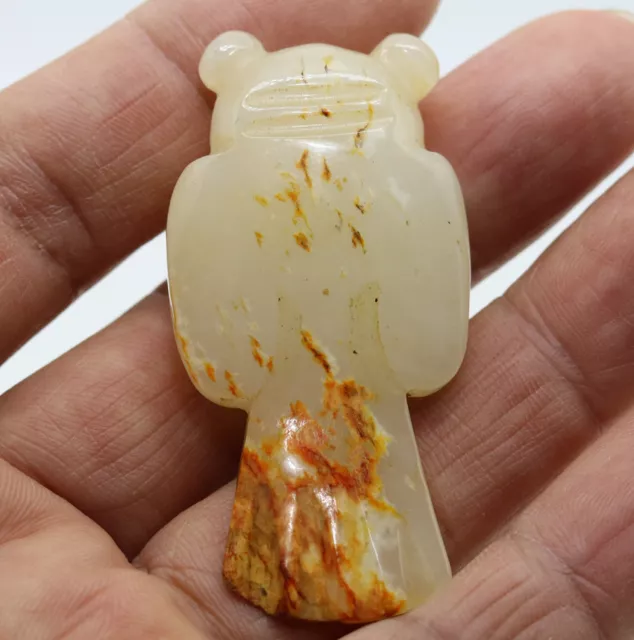 Collection hand-carved Chinese HeTian white jade cicada pendant amulet D582