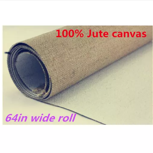 Primed Canvas Roll Blank Long Jute Linen 658 GSM 1.7m Wide Artist Painting