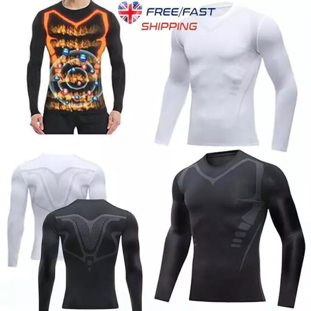 Mens Compression Base Layer Top Workout Long Sleeve Undershirt Fitness Shirt Gym