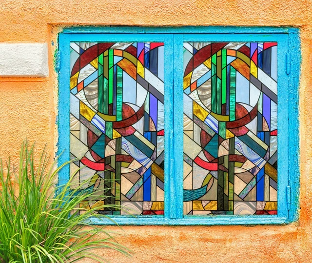 Window Colouring Sticker 3D COLOR GRAPHICS O253 Window Film Print Sticker Cling Stained Glass UV ...