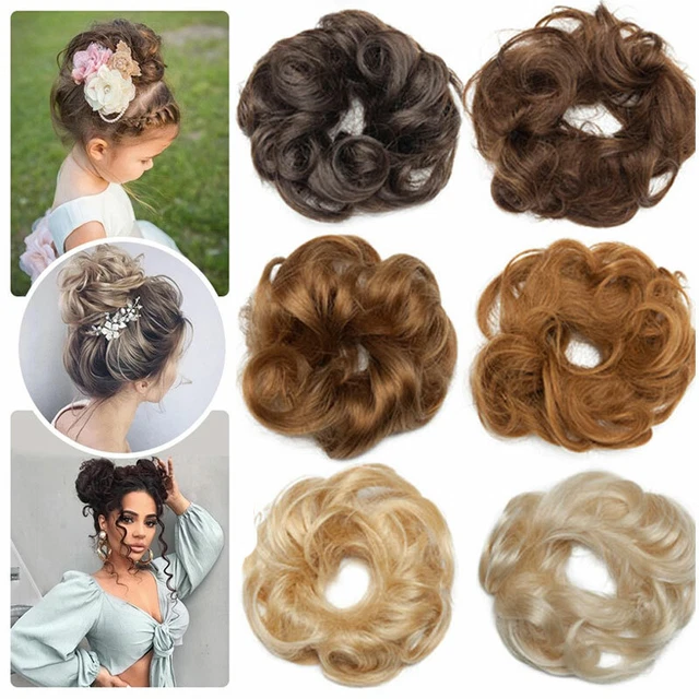 REAL REMY HUMAN HAIR Thick Messy Bun Piece Scrunchie Updo Wrap Extensions Cover