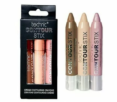 Technic 3pc Cream Contour Stix Set Bronzer Highlighter Contouring Crayons Boxed