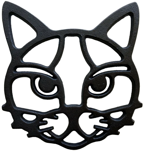 Cat Trivet - Black Cast Iron with feet - Kitchen & Dining Table - 6.5” x 6” NEW