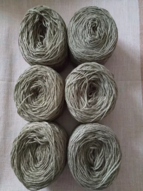 Lot de 6 Pelotes de Laine Kaki uni (590g)