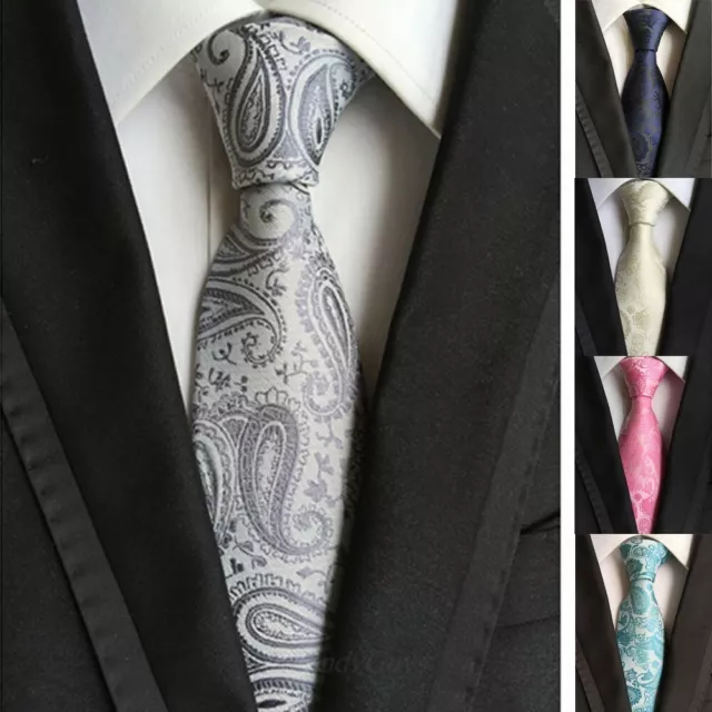 Mens Embossed Paisley Tie Soft Touch Polyester Select from 6 Colours!