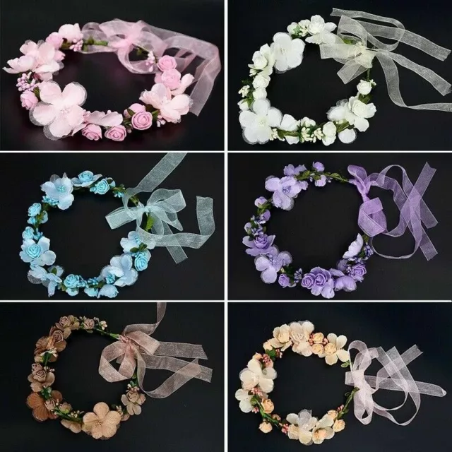 Boho Girl Floral Crown Flower Headband Hair Garland Wedding Bridal Headpiece