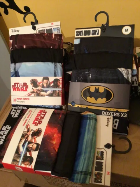 Taille M, Lot De 9 Boxers Ado Ou Homme Neufs Emballés ,Star Wars Et Batman