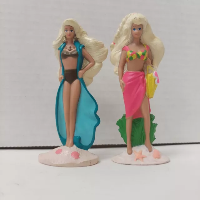 Set of 2 Vintage Beach Barbie Mcdonalds Swimsuit Plastic Happy Meal Toys 91,92