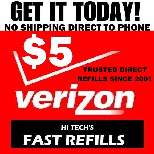 $5 VERIZON PREPAID FAST DIRECT to PHONE 🔥 GET IT TODAY! 🔥 TRUSTED SELLER