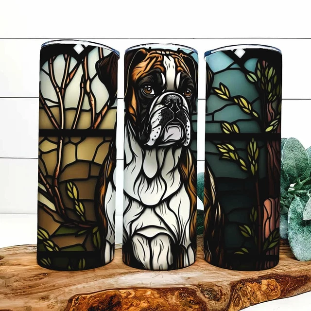 Boxer Dog Stained Glass Mosaic Type 20 oz Insulated Stainless Steel Tumbler
