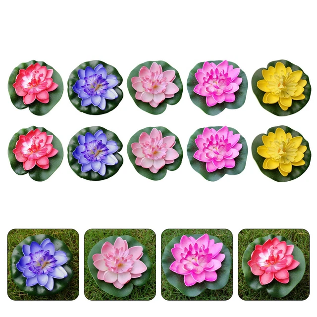 Lot 8 Fleurs De Lotus Artificielles Flottantes - Décoration Piscine Et Bassin, Couleurs Variées