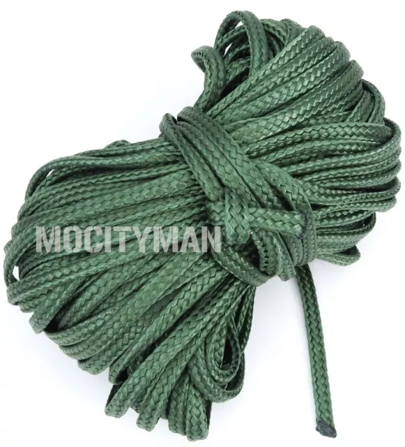 Military Coreless Nylon Rope Cord Hollow Flat Braid Green 3/16" x 75 ft  USA