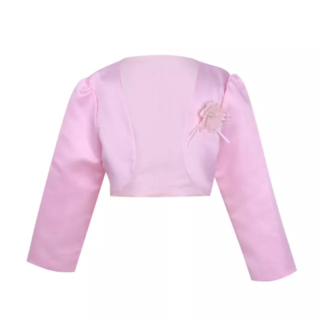 Kinder Mädchen Bolero Jacke Einfarbige Schulterjacke Mit Blumen Strickjacke Neu