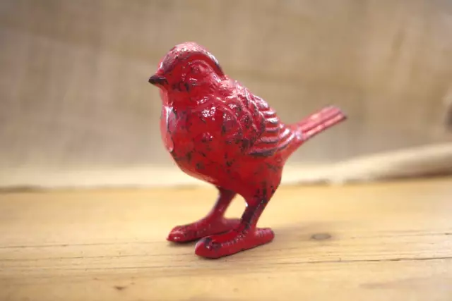 Cast Iron Cardinal Bird Statue Figurine Art Sculpture Garden Decor Paper Weight