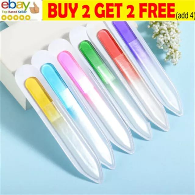 6X Crystal Glass Nail File Double Sided Manicure Pedicure Arts Tool Nail File FH