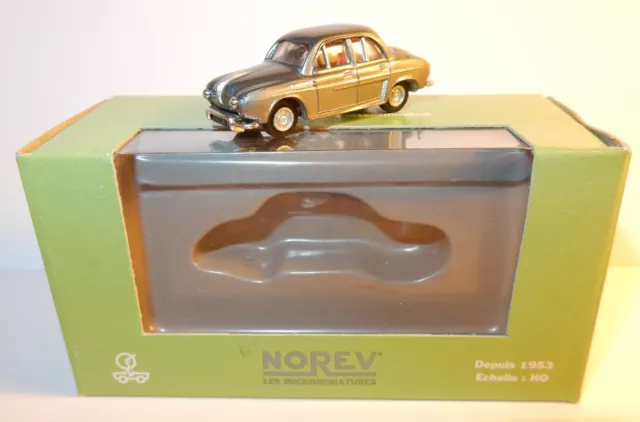 MICRO NOREV HO 1/86 1/87 RENAULT DAUPHINE GRIS FONCE METAL in box