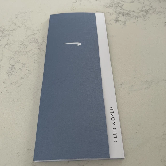 BRITISH AIRWAYS CLUB World Menu London Heathrow New York April 2023