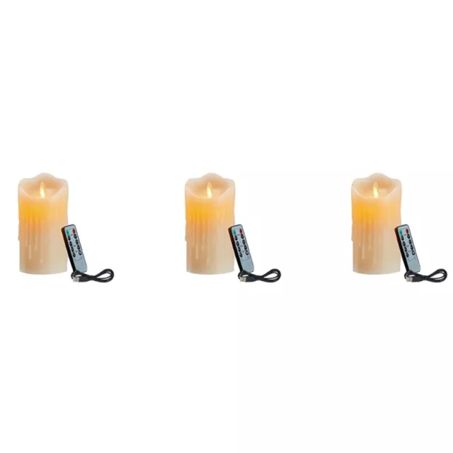 3X Velas LED, Velas Parpadeantes Sin Llama, Velas Recargables, Velas de Cer2400