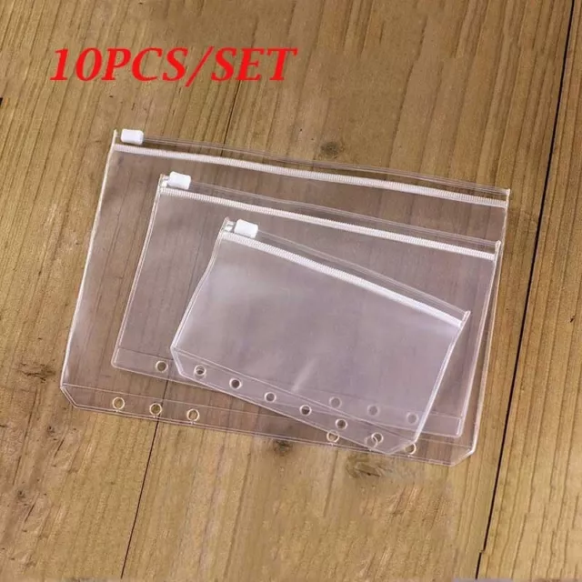 10Pcs/set A5/A6/A7 Size Plastic Zip Lock Envelope Zipper Insert Refill Organiser