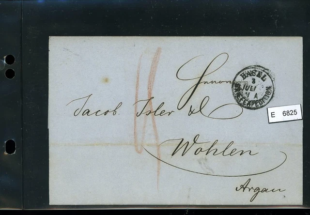 BM2569, Schweiz Vorphilatelie, Brief nach Wohlen (Aargau), aus Basel, 1857