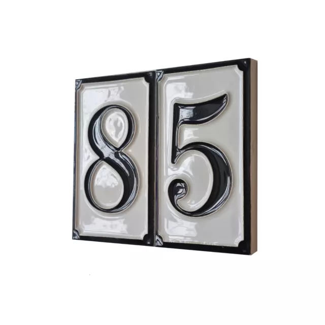 11 cm x 7 cm Italian Ceramic Black Numbers & Brown Or White Frames
