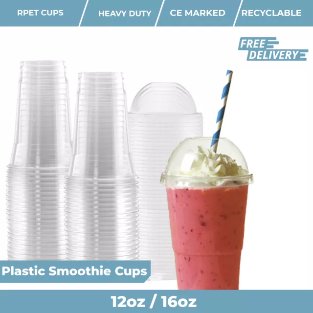 Smoothie Cups and Domed Lids Clear Plastic Party Cup For Milkshake Juice Slush