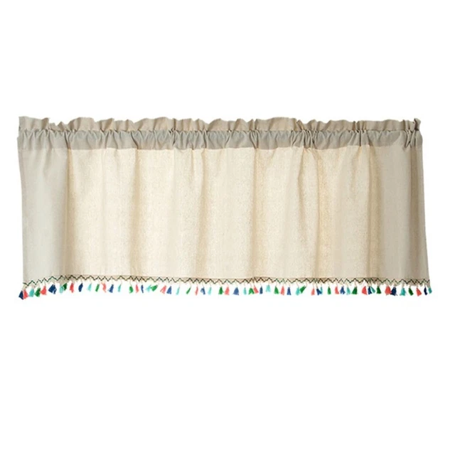 with Tassel Short Curtains  Rustic Farmhouse Kitchen Topper Window Treatment