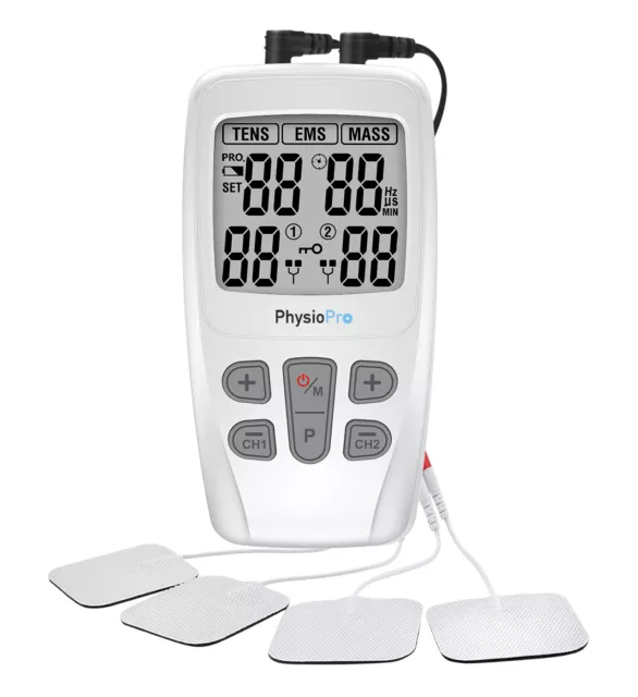 PHYSIO PRO C4D Dual tens machine EMS 3 in  massager pain relief 8 pads rebate