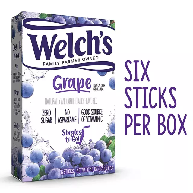 Welchs Singles To Go Water Drink Mix - Powder Sticks 12 Boxes with 6 Packet... 3