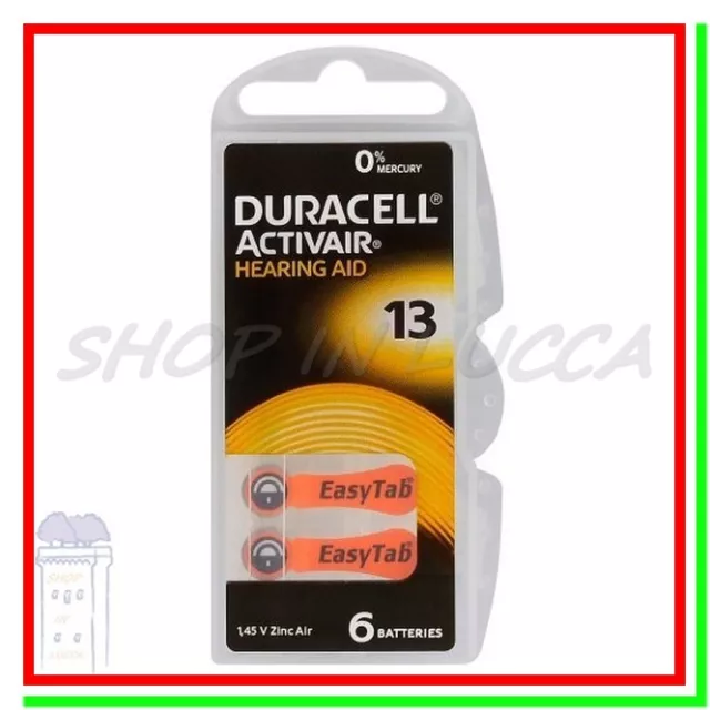 6 DURACELL 13 PR48 ACTIVAIR DA13N6 Batterie Protesi Pile per Apparecchi Acustici