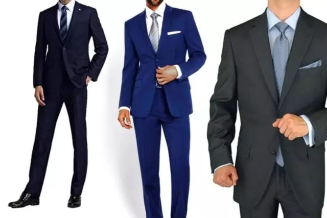 Abito Vestito da Uomo Blu Nero Grigio Da Cerimonia Ufficio Elegante Slim Fit
