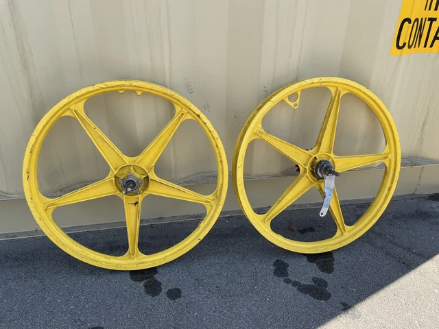 LESTER MAG WHEELS SET COASTER 黄】前後set Vintage Lester Mag BMX Bike Wheels Set Yellow 20