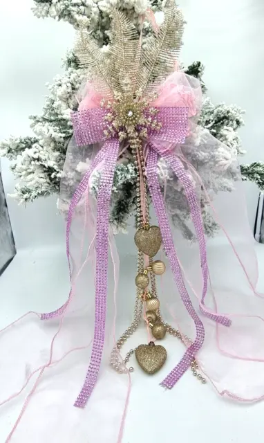 Pink Gold Christmas Tree Topper Bow Very Large Handmade Luxury Bow Free P&P
