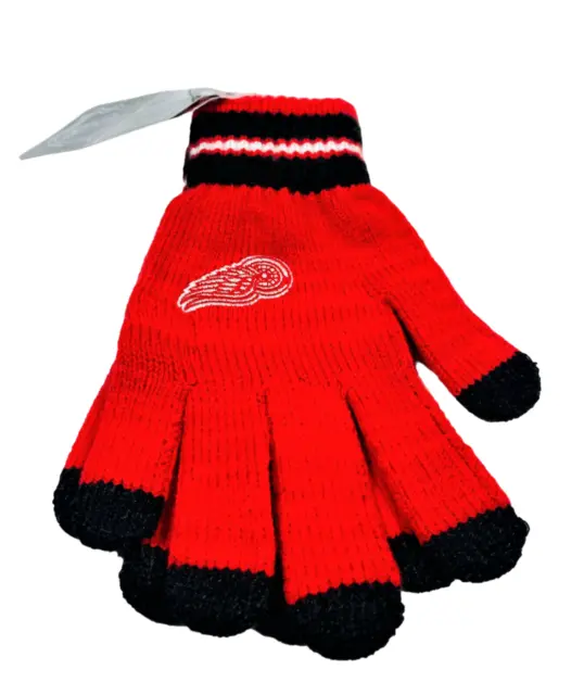 Reebok Youth Detroit Red Wings Touchscreen Gloves, Red/White, One Size