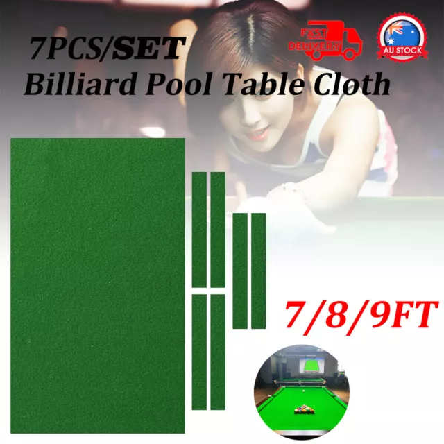7PCS Worsted Billiard Snooker Pool Table Cover Cloth W/ Felt Strip Heavy Duty