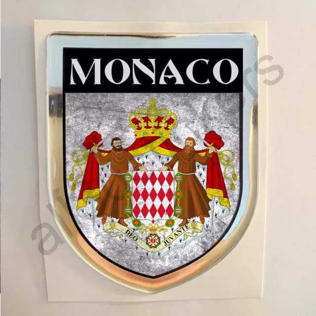 Aufkleber Monaco Kfz-Aufkleber Wappen Emblem Flagge 3D Dreckig Fahne Harz