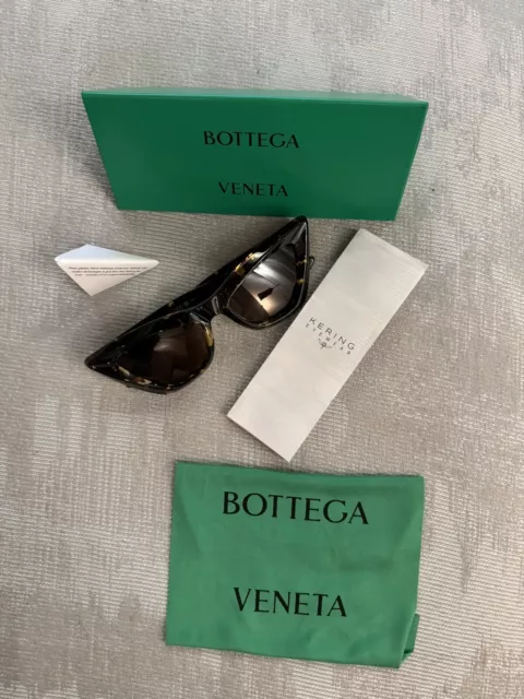 $440 Bottega Veneta BV1101s Cat Eye Havanna Brown Unisex Sunglasses Made Italy.